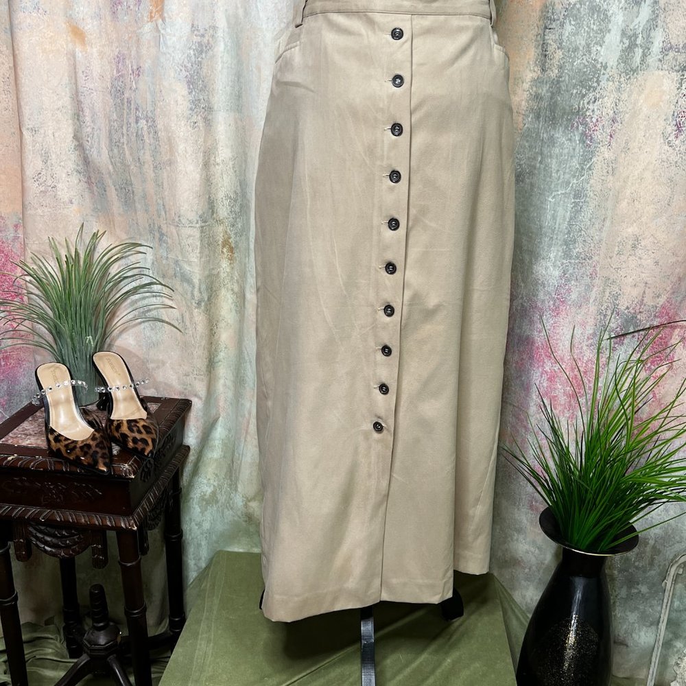 VTG 📌Michele Boyard Faux Suede Button Down Optic Maxi Skirt
